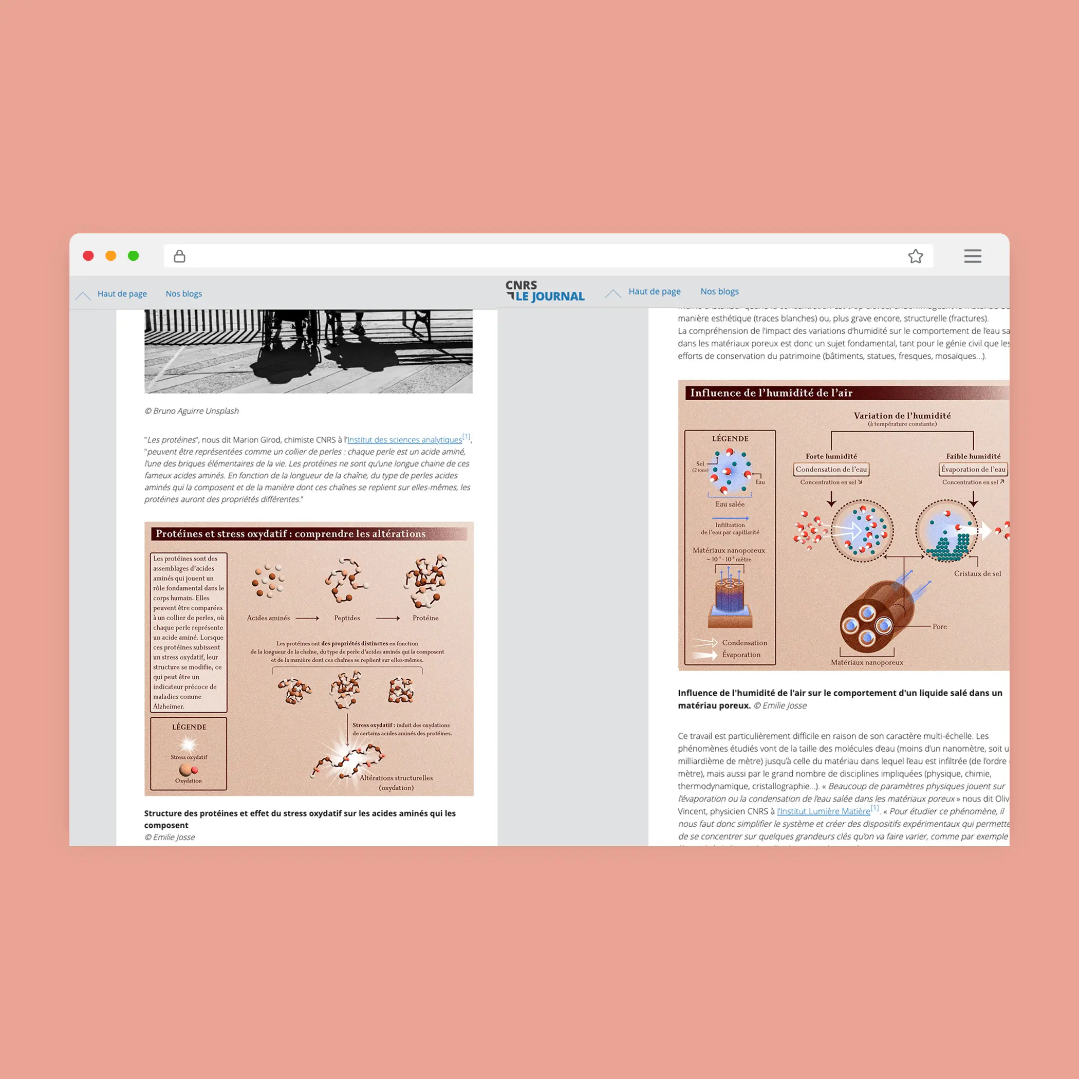 Infographie illustrant des concepts scientifiques complexes, réalisée pour des articles de vulgarisation sur Pop’Sciences et CNRS Le Journal.